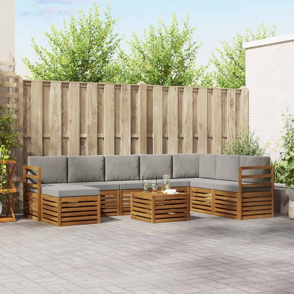 vidaXL S&uacute;pravy pohoviek s vank&uacute;&scaron;om 9 pcs Pr&iacute;rodn&aacute; a svetlosiv&aacute;