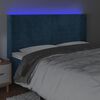 vidaXL Čelo postele s LED tmavomodr&eacute; 183x16x118/128 cm zamat