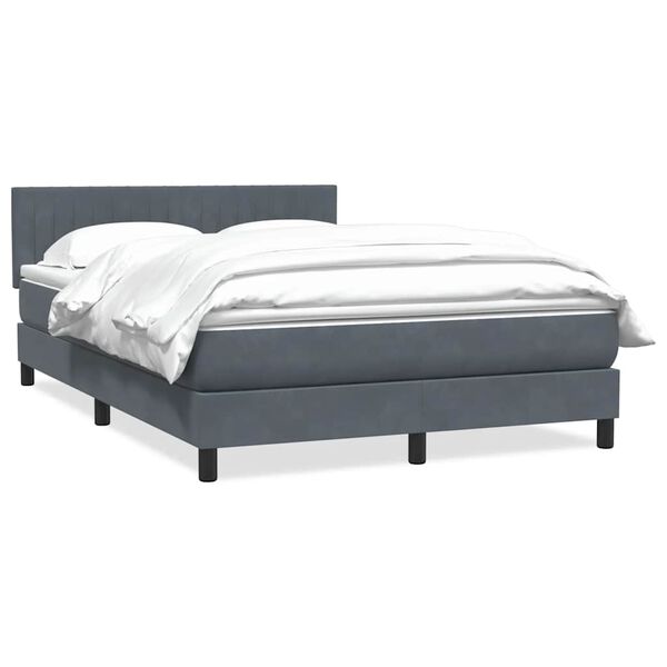 vidaXL Posteľný rám boxspring s matracom tmavosivý 140x210 cm zamat