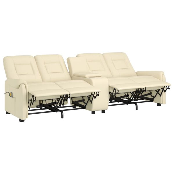 vidaXL 4-miestne sklápacie masážne kreslo+držiak na poháre, krémové