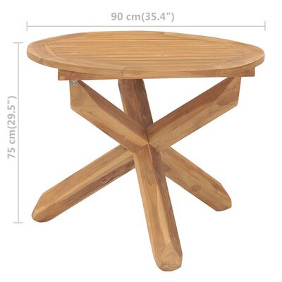 vidaXL Záhradný jedálenský stôl Ø90x75 cm tíkový masív