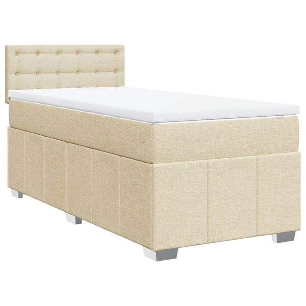 vidaXL Posteľn&yacute; r&aacute;m boxspring s matracom kr&eacute;mov&yacute; 90x190 cm l&aacute;tka