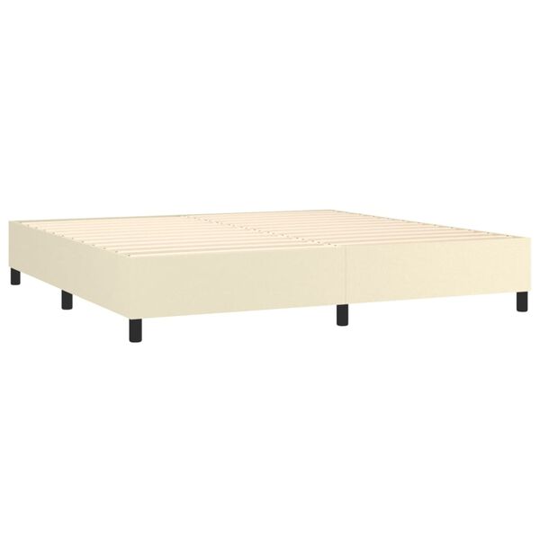 vidaXL Boxspring posteľ s matracom kr&eacute;mov&aacute; 200x200 cm umel&aacute; koža