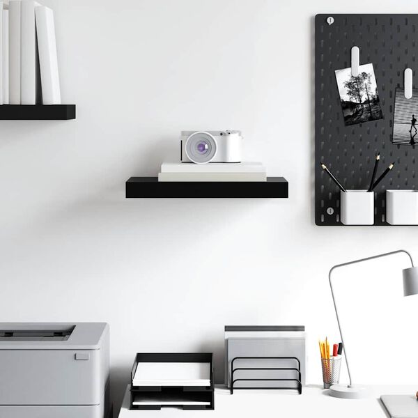 vidaXL Pl&aacute;vaj&uacute;ca n&aacute;stenn&aacute; polica, čierna 40x23x3,8 cm, MDF