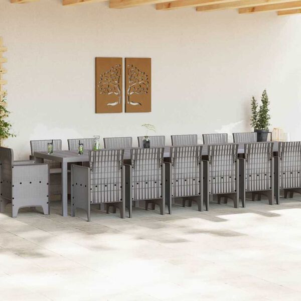 vidaXL Z&aacute;hradn&yacute; jed&aacute;lensk&yacute; set s vank&uacute;&scaron;mi 17 pcs Svetlosiv&aacute; PP