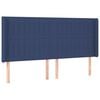 vidaXL Čelo postele s LED modré 163x16x118/128 cm látka