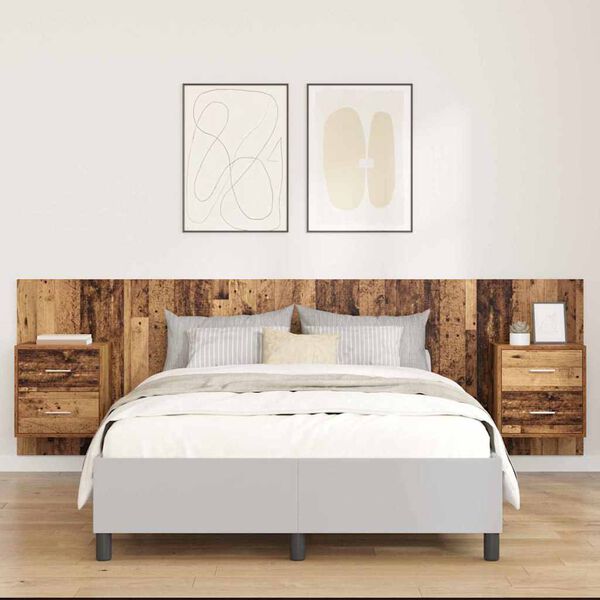 vidaXL Čelňa s kabinetom N&aacute;stenn&yacute; 3 pcs Star&eacute; drevo Kompozitn&eacute; drevo