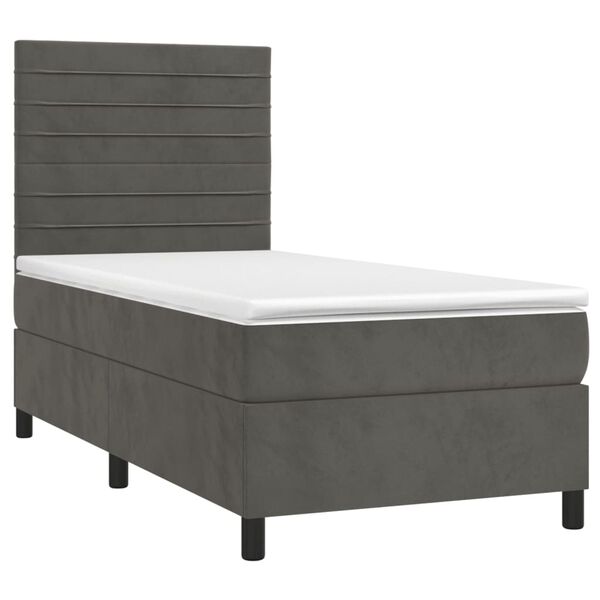 vidaXL Posteľn&yacute; r&aacute;m boxspring s matracom tmavosiv&yacute; 90x190 cm zamat