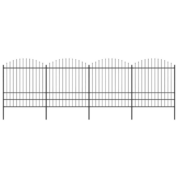 vidaXL Záhradný plot s vrchnou časťou z ocele 714,5x200 cm čierny