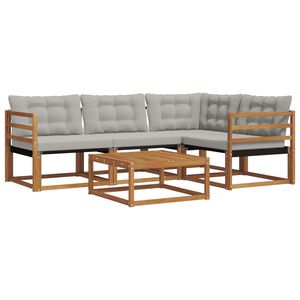 vidaXL Z&aacute;hradn&aacute; s&uacute;prava gaučov s vank&uacute;&scaron;om 5 pcs Pr&iacute;rodn&aacute; a svetlosiv&aacute;