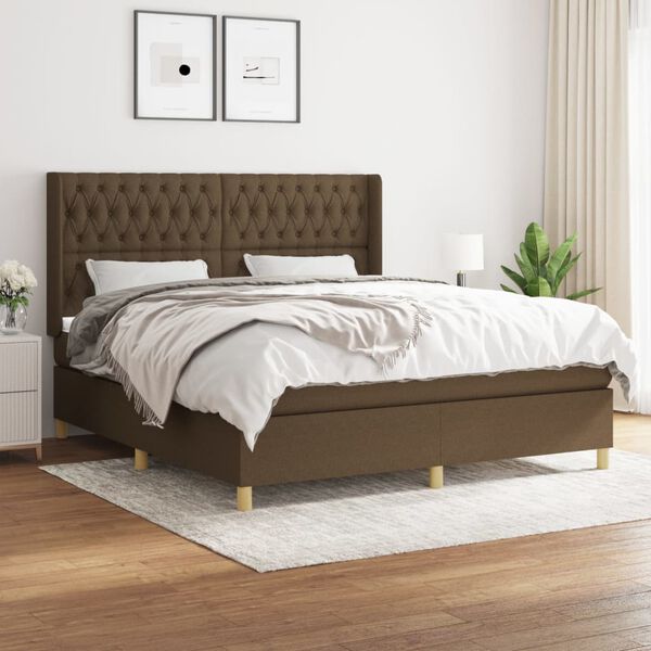 vidaXL Boxspring posteľ s matracom tmavohned&aacute; 180x200 cm l&aacute;tka