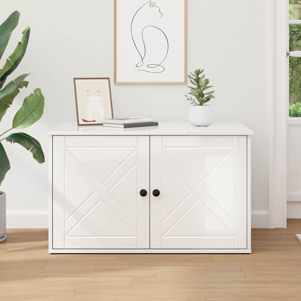 vidaXL Mačka Dom Leskl&aacute; biela 85 x 55 x 50 cm Kompozitn&eacute; drevo