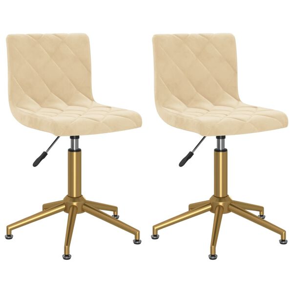 vidaXL Otočn&eacute; jed&aacute;lensk&eacute; stoličky 2 ks kr&eacute;mov&eacute; zamatov&eacute;