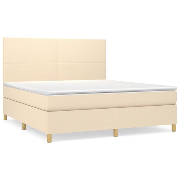 vidaXL Posteľn&yacute; r&aacute;m boxspring s matracom kr&eacute;mov&yacute; 160x200 cm l&aacute;tka
