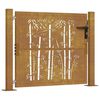 vidaXL Z&aacute;hradn&aacute; br&aacute;na 100x75 cm, corten oceľ, bambusov&yacute; dizajn