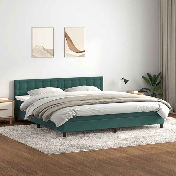 vidaXL Box Spring Posteľ s matracom Tmavo zelen&aacute; 200x210 cm Zamat