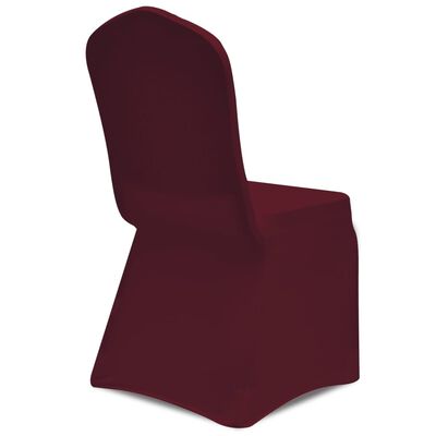 Vínovo červený napínací poťah na stoličku, 6 ks