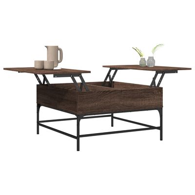vidaXL Konferenčný stolík, hnedý dub 80x80x45 cm, kompozitné drevo+kov