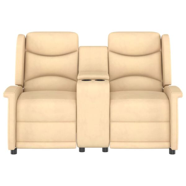 vidaXL 2-miestne skl&aacute;pacie mas&aacute;žne kreslo+držiak na poh&aacute;re, kr&eacute;mov&eacute;