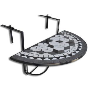 vidaXL Z&aacute;vesn&yacute; stol&iacute;k na balk&oacute;n, čierno biely, mozaikov&yacute;