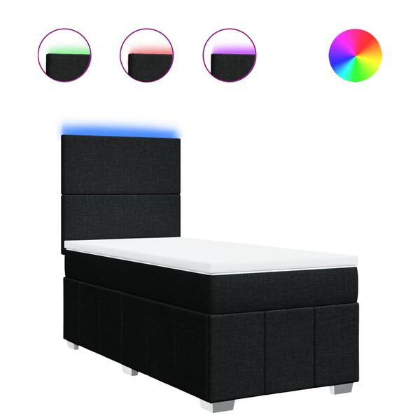 vidaXL Boxspring posteľ s matracom čierna 100x200 cm l&aacute;tka