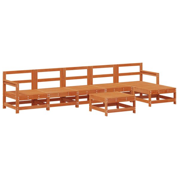 vidaXL Z&aacute;hradn&yacute; lounge set 7 pcs Voskov&aacute; Hned&aacute; Mas&iacute;vna borovica