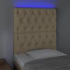 vidaXL Čelo postele s LED krémové 80x7x118/128 cm látka