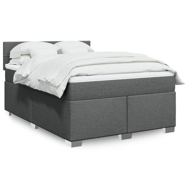 vidaXL Boxspring posteľ s matracom tmavosiv&aacute; 140x200 cm l&aacute;tka