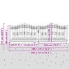 vidaXL Brána z Plotu s Špicatým Vrcholom Sivá 404 x 125 cm Oceľ