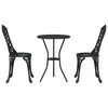 vidaXL Záhradný bistro set 3 pcs Čierna Hliník