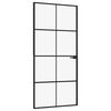 vidaXL Vn&uacute;torn&eacute; dvere čierne 93x201,5 cm tvrden&eacute; sklo a hlin&iacute;k &uacute;zke