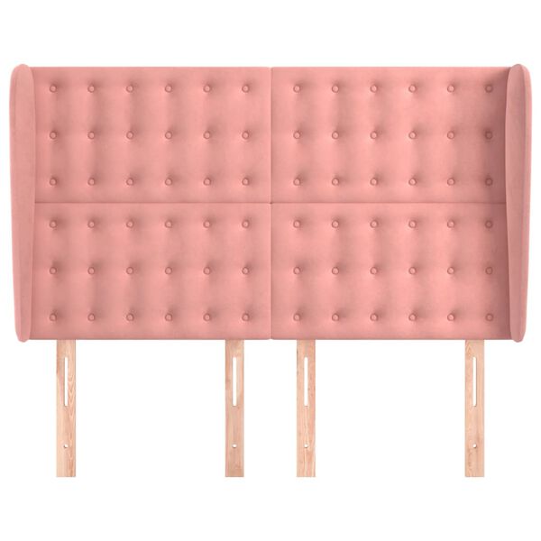 vidaXL Čelo postele so z&aacute;hybmi ružov&yacute; 147x23x118/128 cm zamat