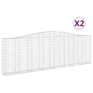 vidaXL Obl&uacute;kov&eacute; gabionov&eacute; ko&scaron;e 2 ks 400x30x120/140 cm pozink. železo