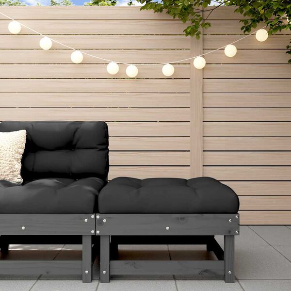 vidaXL Z&aacute;hradn&aacute; podnožka s podložkou siv&aacute; borovicov&yacute; mas&iacute;v