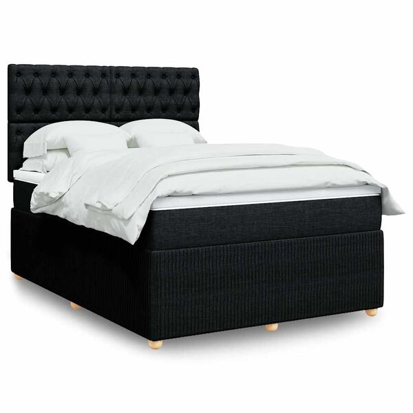 vidaXL Posteľn&yacute; r&aacute;m boxspring s matracom čierny 160x200 cm l&aacute;tka