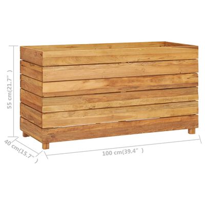 vidaXL Vyvýšený záhon 100x40x55 cm, recyklované tíkové drevo a oceľ