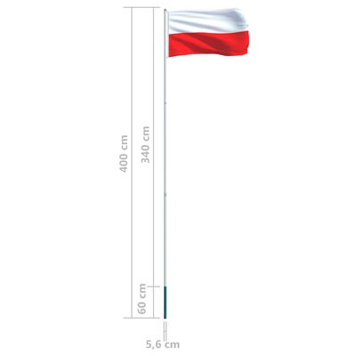 vidaXL Poľská vlajka a stĺp 4 m hliníkový