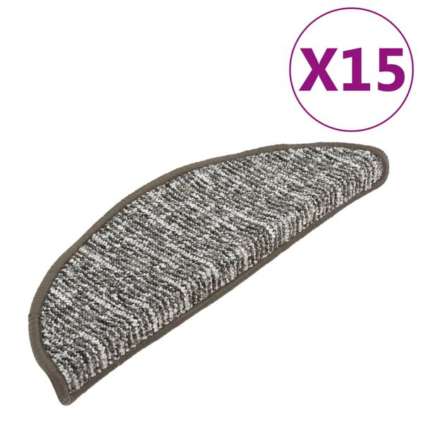 vidaXL Kobercové nášľapy na schody 15 ks antracitové 65x21x4 cm