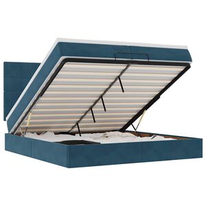 vidaXL Osmansk&yacute; r&aacute;m postele s matracmi tmavomodr&aacute; 200x200 cm zamat