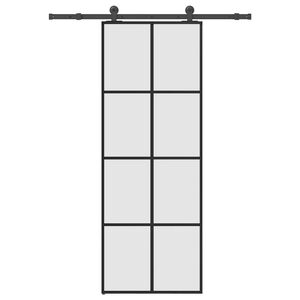 vidaXL Posuvn&eacute; dvere s kovan&iacute;m 76x205 cm ESG sklo a hlin&iacute;k