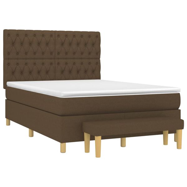 vidaXL Boxspring posteľ s matracom tmavohned&aacute; 140x190 cm l&aacute;tka