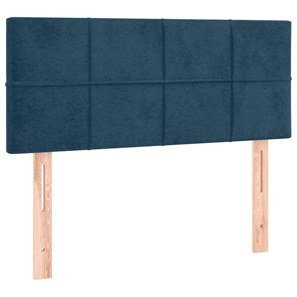 vidaXL Čelo postele s LED tmavomodr&eacute; 100x5x78/88 cm zamat