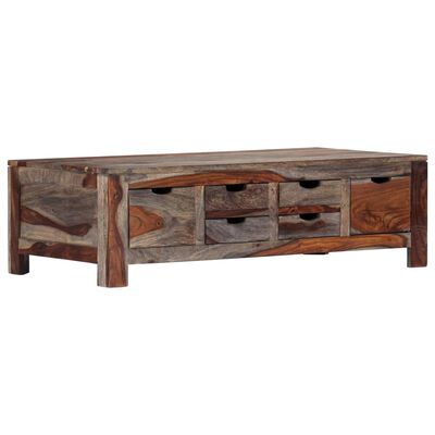 vidaXL Konferenčný stolík sivý 100x50x30 cm masívne sheeshamové drevo