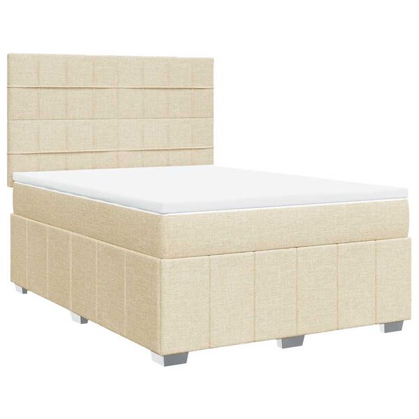 vidaXL Boxspring posteľ s matracom kr&eacute;mov&yacute; 140x190 cm l&aacute;tka