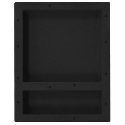 vidaXL Sprchový výklenok s 2 priehradkami matný čierny 41x51x10 cm