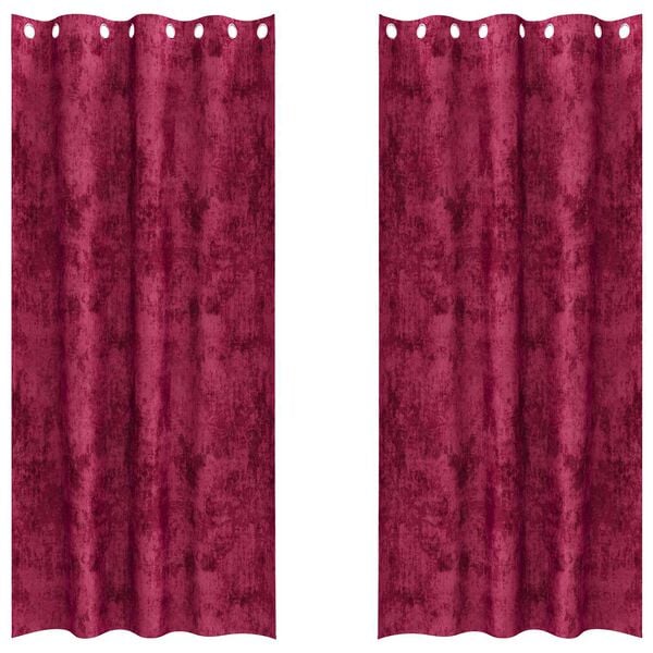 vidaXL Sametové závesy 2 pcs vínovo červená 245 x 140 cm Zamat