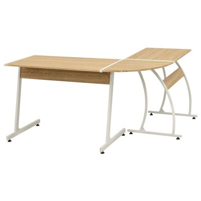vidaXL Rohový písací stôl v tvare L, dubový