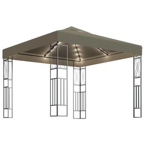vidaXL Alt&aacute;nok s LED reťazou 3x3 m, sivohned&yacute;, l&aacute;tka