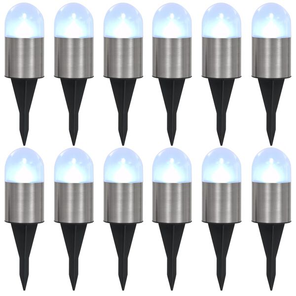 vidaXL Zapusten&eacute; sol&aacute;rne svetl&aacute; do zeme 12 ks, LED svetl&aacute;, biele