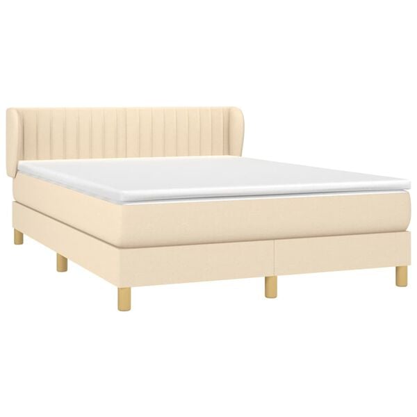 vidaXL Boxspring posteľ s matracom kr&eacute;mov&yacute; 140x190 cm l&aacute;tka